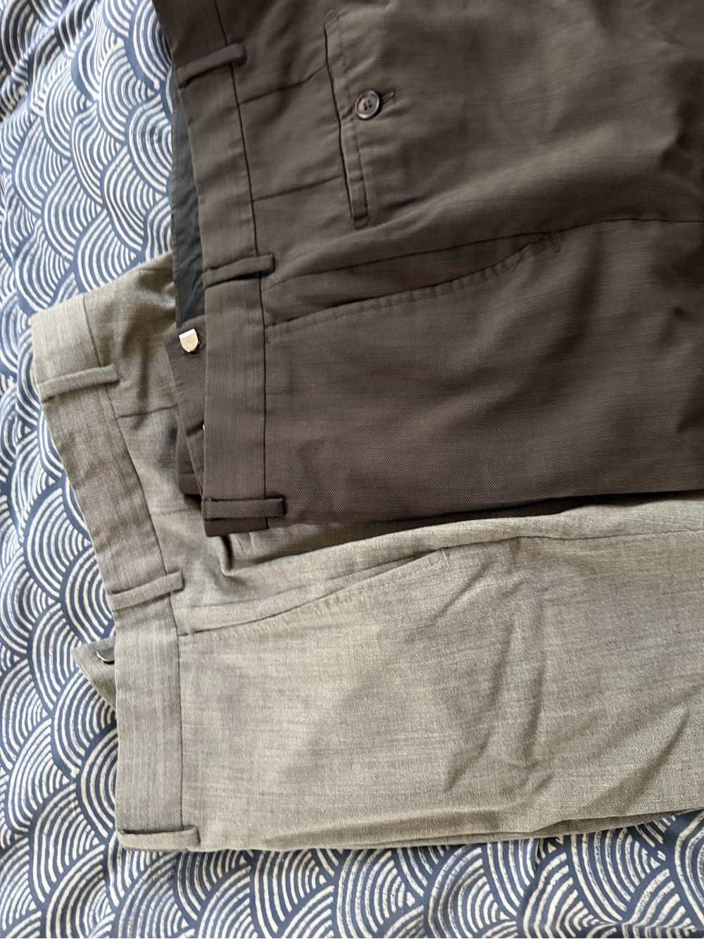 2 pairs Hugo Boss Men's Dress Pants in dark brown and medium Gray 34x32